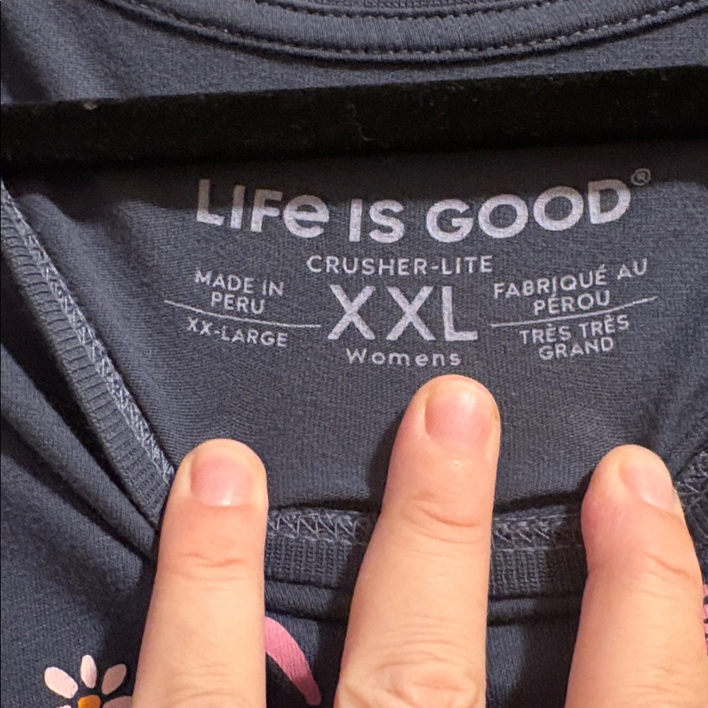 Navy Blue Life Is Good flamingo t-shirt - Picture 3 of 4